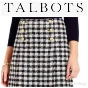 Talbots Wool Houndstooth Print  A-Line Skirt